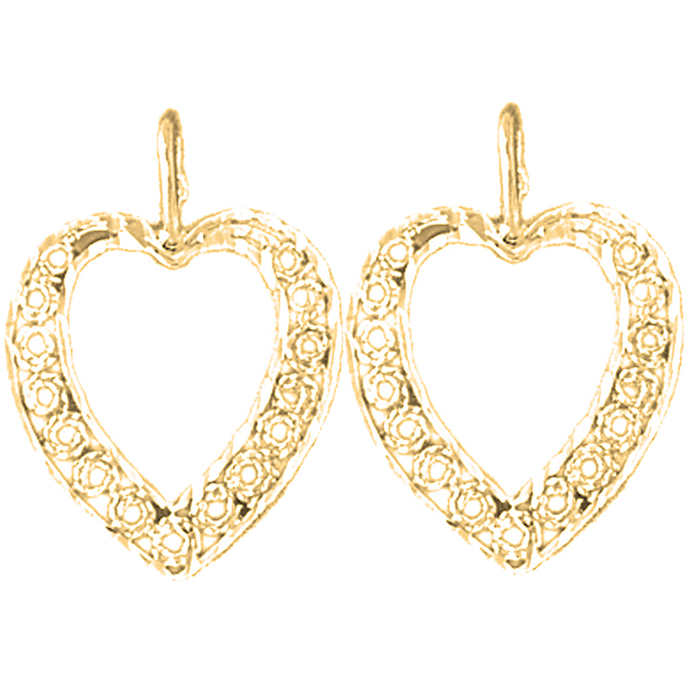 14K or 18K Gold 22mm Heart Earrings