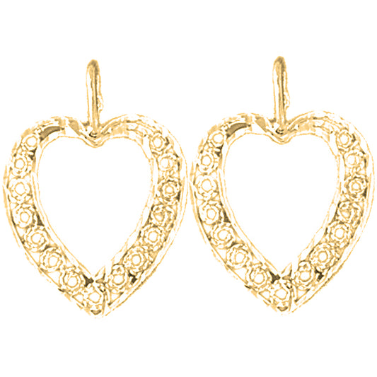 14K or 18K Gold 22mm Heart Earrings