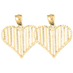 14K or 18K Gold 23mm Heart Earrings