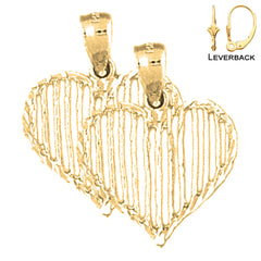 Sterling Silver 22mm Heart Earrings (White or Yellow Gold Plated)