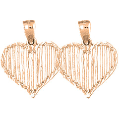 14K or 18K Gold 22mm Heart Earrings