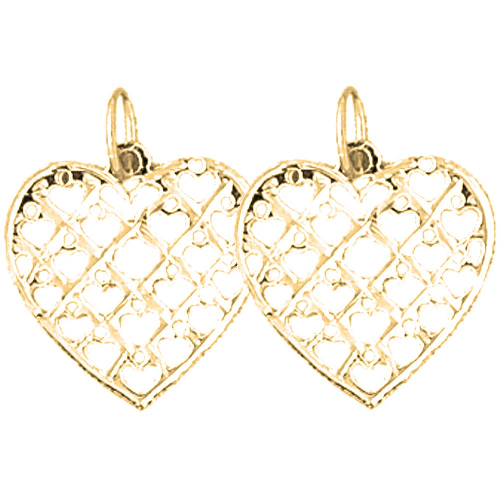 14K or 18K Gold 18mm Heart Earrings