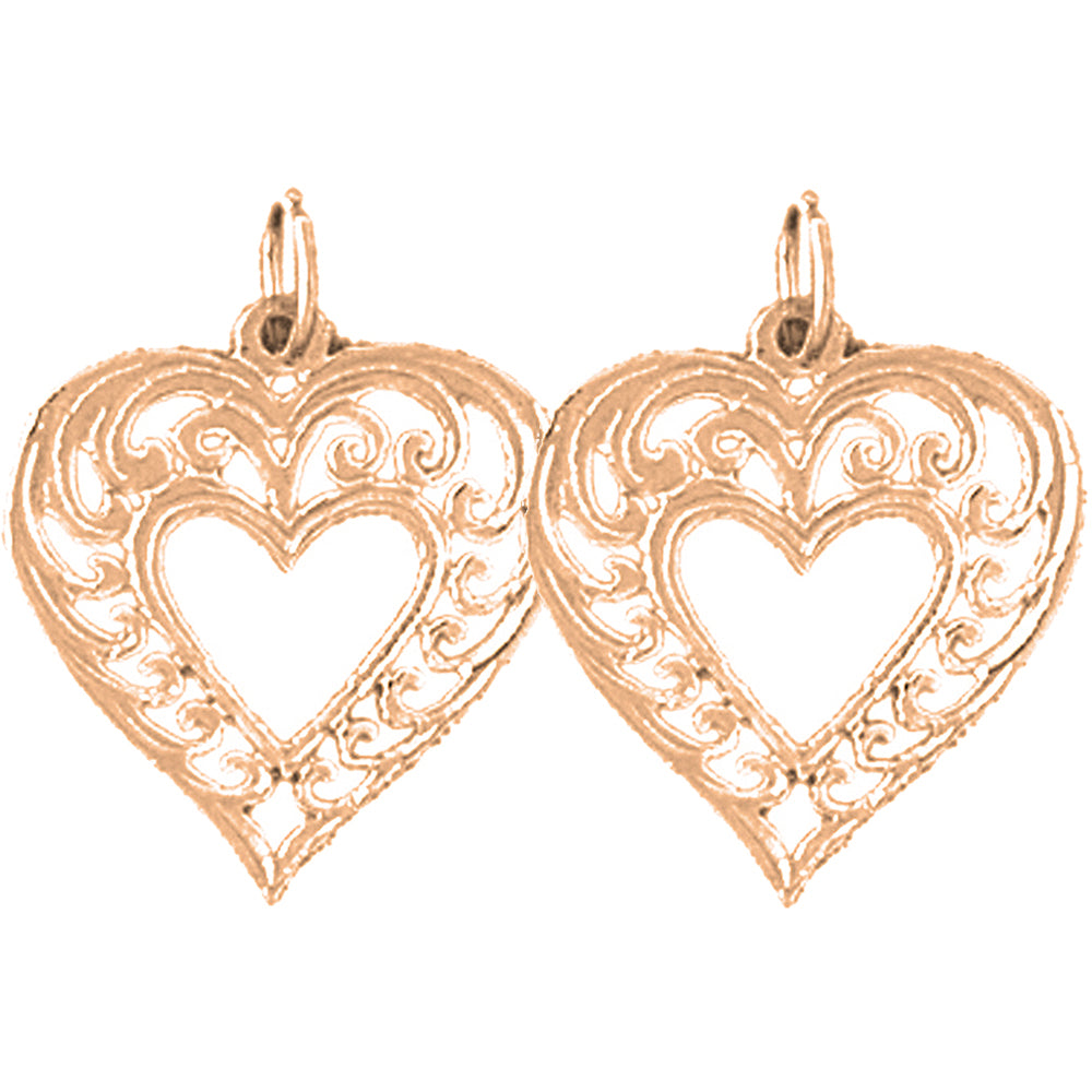 14K or 18K Gold 20mm Heart Earrings