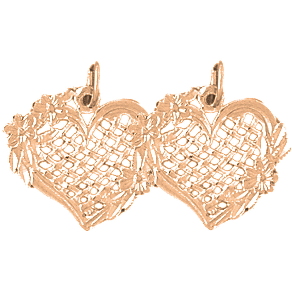 14K or 18K Gold 17mm Heart Earrings