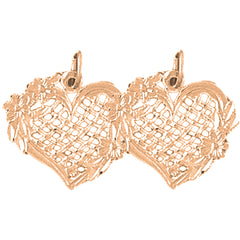 14K or 18K Gold 17mm Heart Earrings