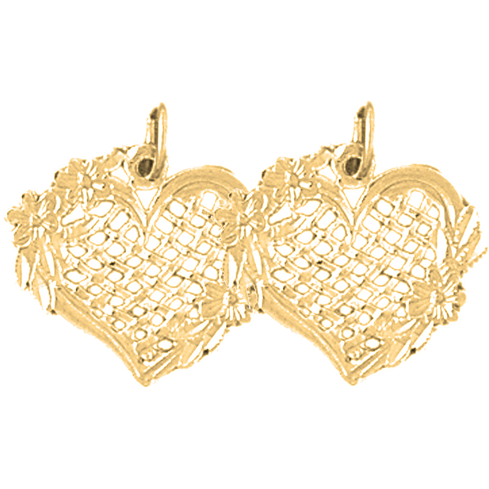 14K or 18K Gold 17mm Heart Earrings