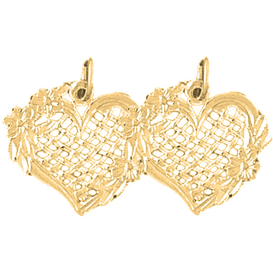 14K or 18K Gold 17mm Heart Earrings
