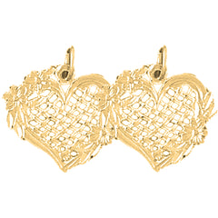 14K or 18K Gold 17mm Heart Earrings