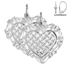 19 mm große Herzohrringe aus Sterlingsilber (weiß- oder gelbvergoldet)