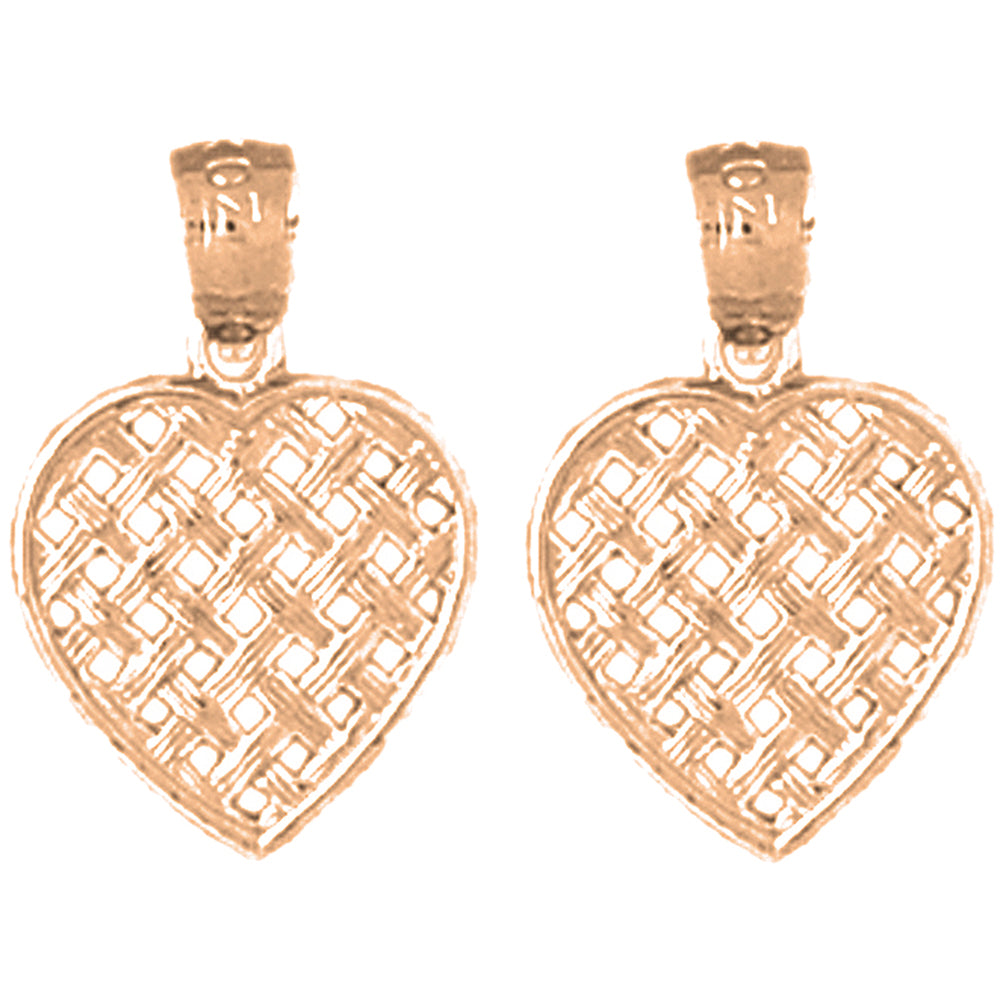 14K or 18K Gold 17mm Heart Earrings