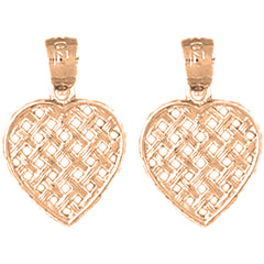 14K or 18K Gold 17mm Heart Earrings