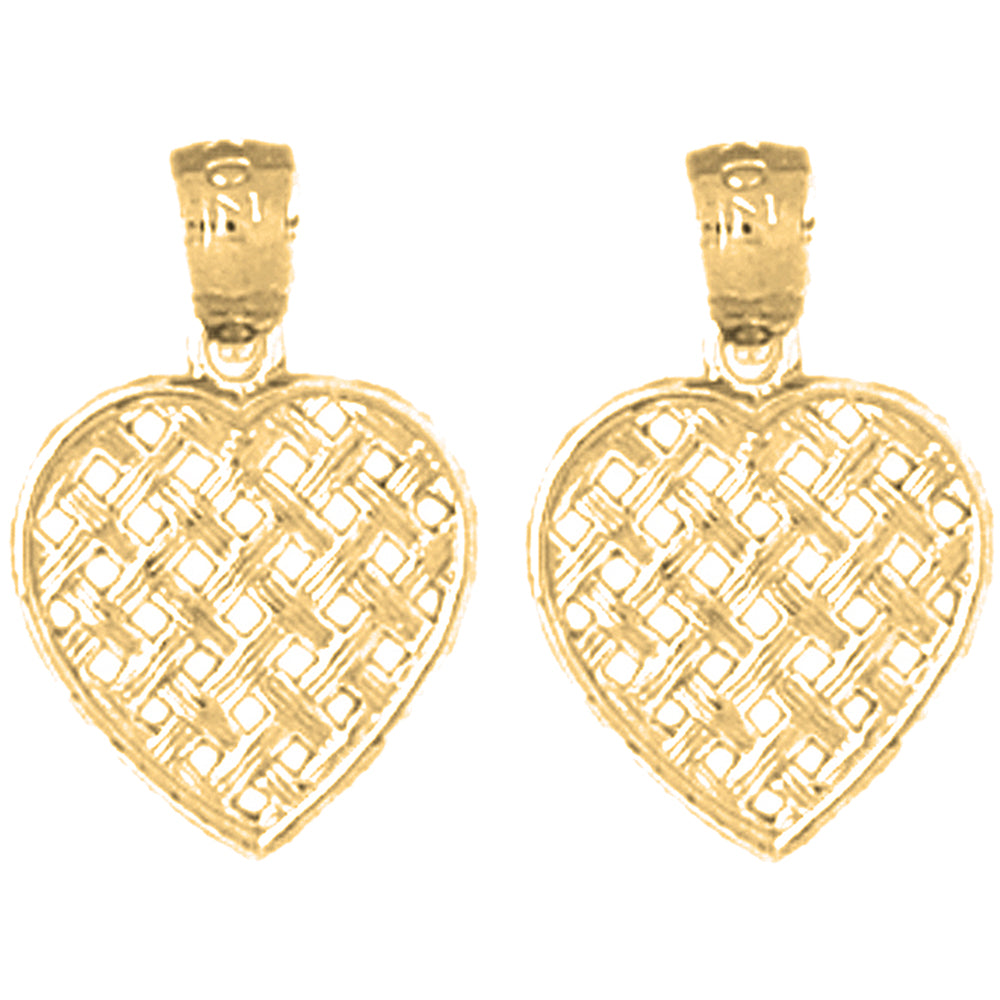 14K or 18K Gold 17mm Heart Earrings
