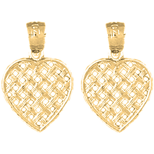14K or 18K Gold 17mm Heart Earrings