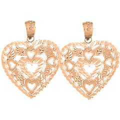 14K or 18K Gold 22mm Heart Earrings