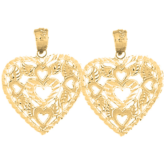14K or 18K Gold 22mm Heart Earrings