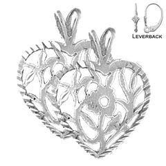 22 mm Herzohrringe aus Sterlingsilber (weiß- oder gelbvergoldet)