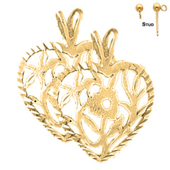 22 mm Herzohrringe aus Sterlingsilber (weiß- oder gelbvergoldet)