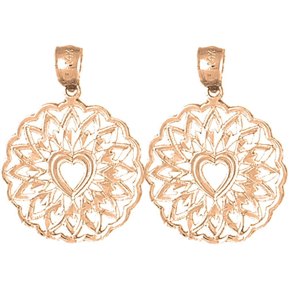 14K or 18K Gold 26mm Heart Earrings