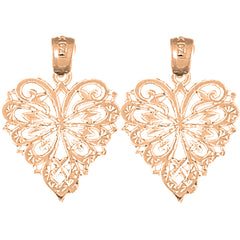 14K or 18K Gold 24mm Heart Earrings