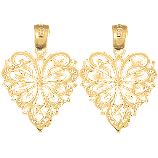 14K or 18K Gold 24mm Heart Earrings