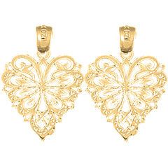 14K or 18K Gold 24mm Heart Earrings