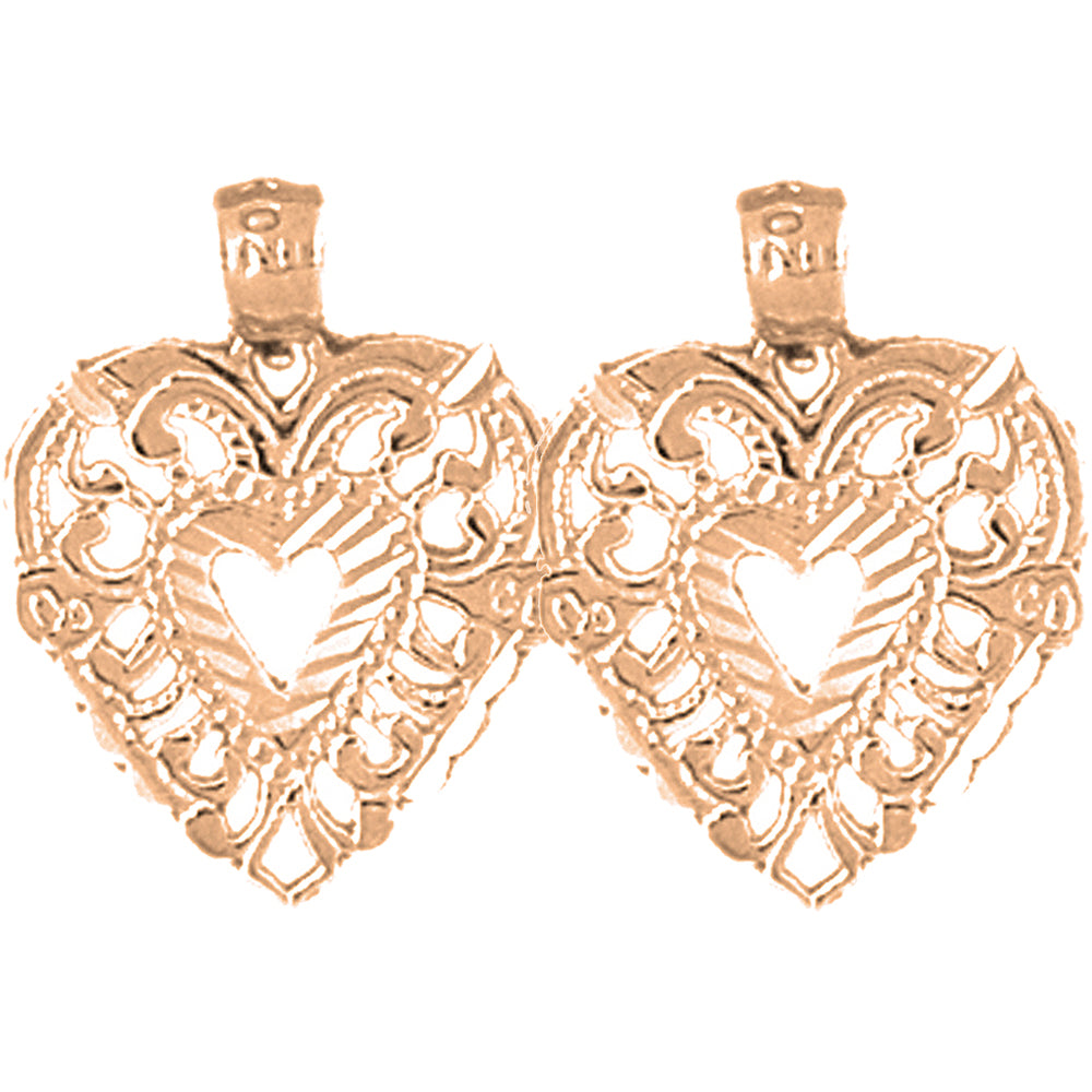 14K or 18K Gold 20mm Heart Earrings