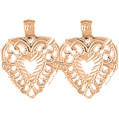 14K or 18K Gold 20mm Heart Earrings