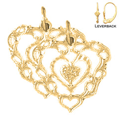 Sterling Silver 18mm Heart Earrings (White or Yellow Gold Plated)