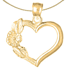 14K oder 18K Gold Herz mit Rosenanhänger