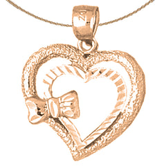 14K oder 18K Gold Herz mit Schleife Anhänger