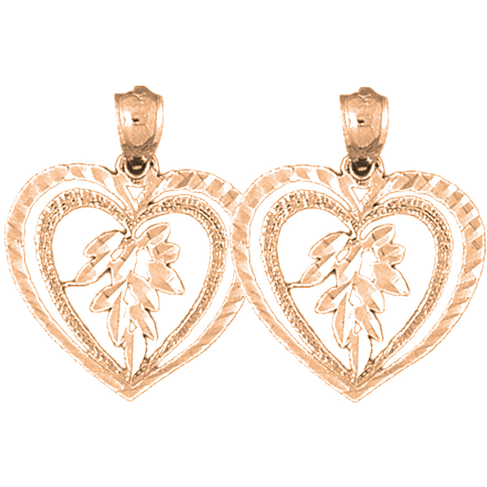 14K or 18K Gold 23mm Heart Earrings