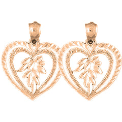14K or 18K Gold 23mm Heart Earrings