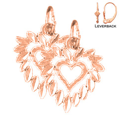 14K oder 18K Gold 16mm Herz Ohrringe