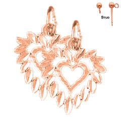 14K oder 18K Gold 16mm Herz Ohrringe