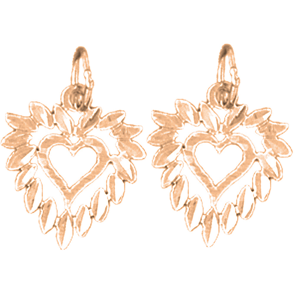 14K or 18K Gold 16mm Heart Earrings