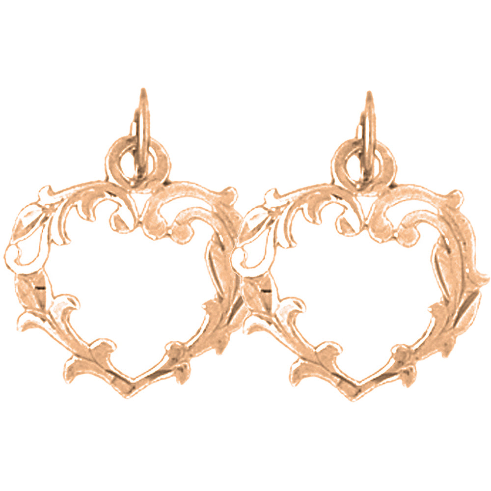 14K or 18K Gold 17mm Heart Earrings