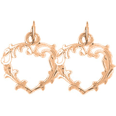 14K or 18K Gold 17mm Heart Earrings