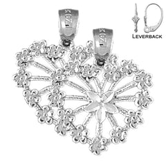 22 mm Herzohrringe aus Sterlingsilber (weiß- oder gelbvergoldet)