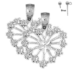 22 mm Herzohrringe aus Sterlingsilber (weiß- oder gelbvergoldet)