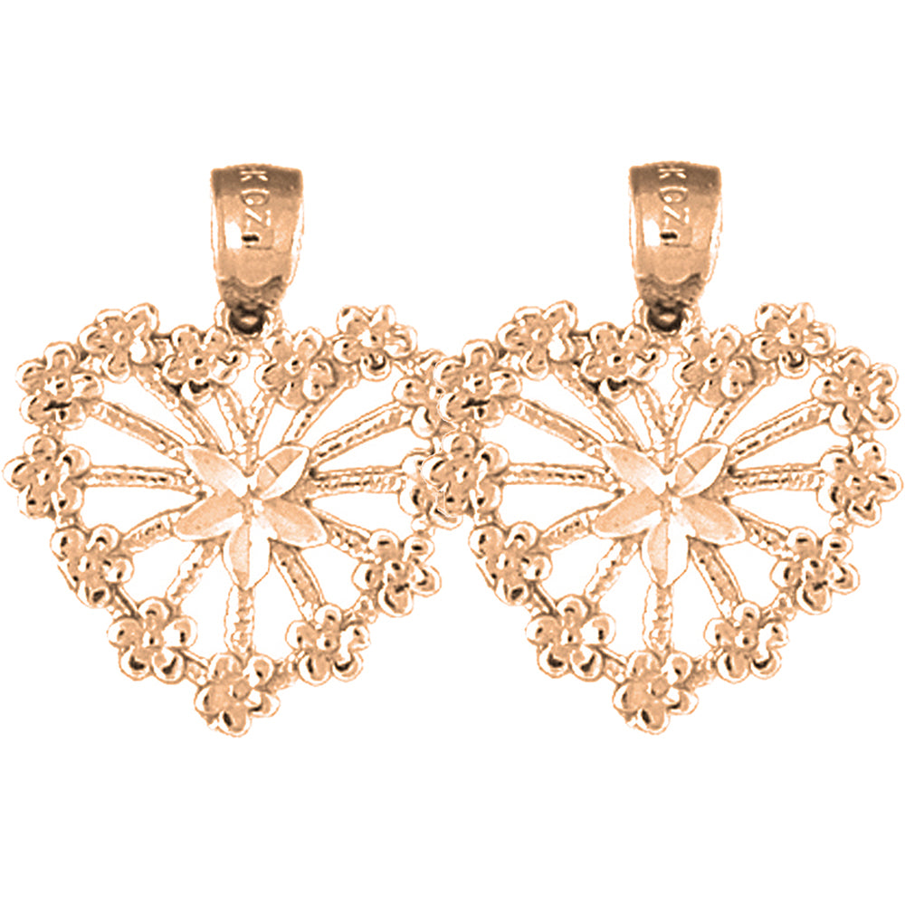 14K or 18K Gold 22mm Heart Earrings