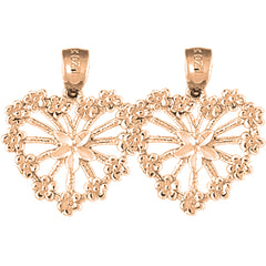 14K or 18K Gold 22mm Heart Earrings