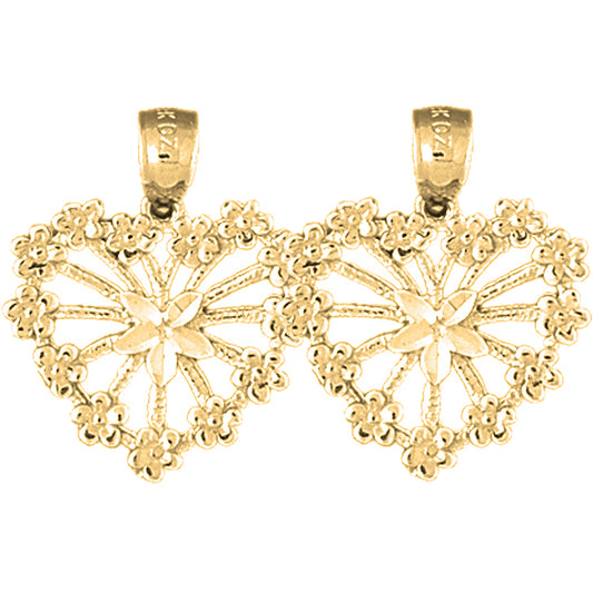 14K or 18K Gold 22mm Heart Earrings