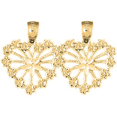 14K or 18K Gold 22mm Heart Earrings