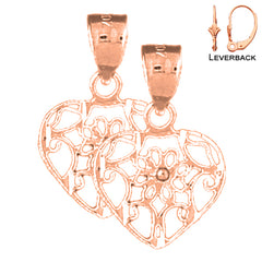 Pendientes de corazón de oro de 14 quilates o 18 quilates de 20 mm