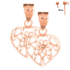 Pendientes de corazón de oro de 14 quilates o 18 quilates de 20 mm