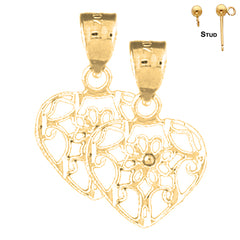 Pendientes de corazón de oro de 14 quilates o 18 quilates de 20 mm