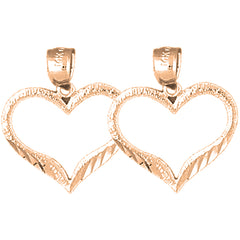 14K or 18K Gold 20mm Heart Earrings