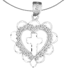 14K or 18K Gold Heart With Cross Pendant