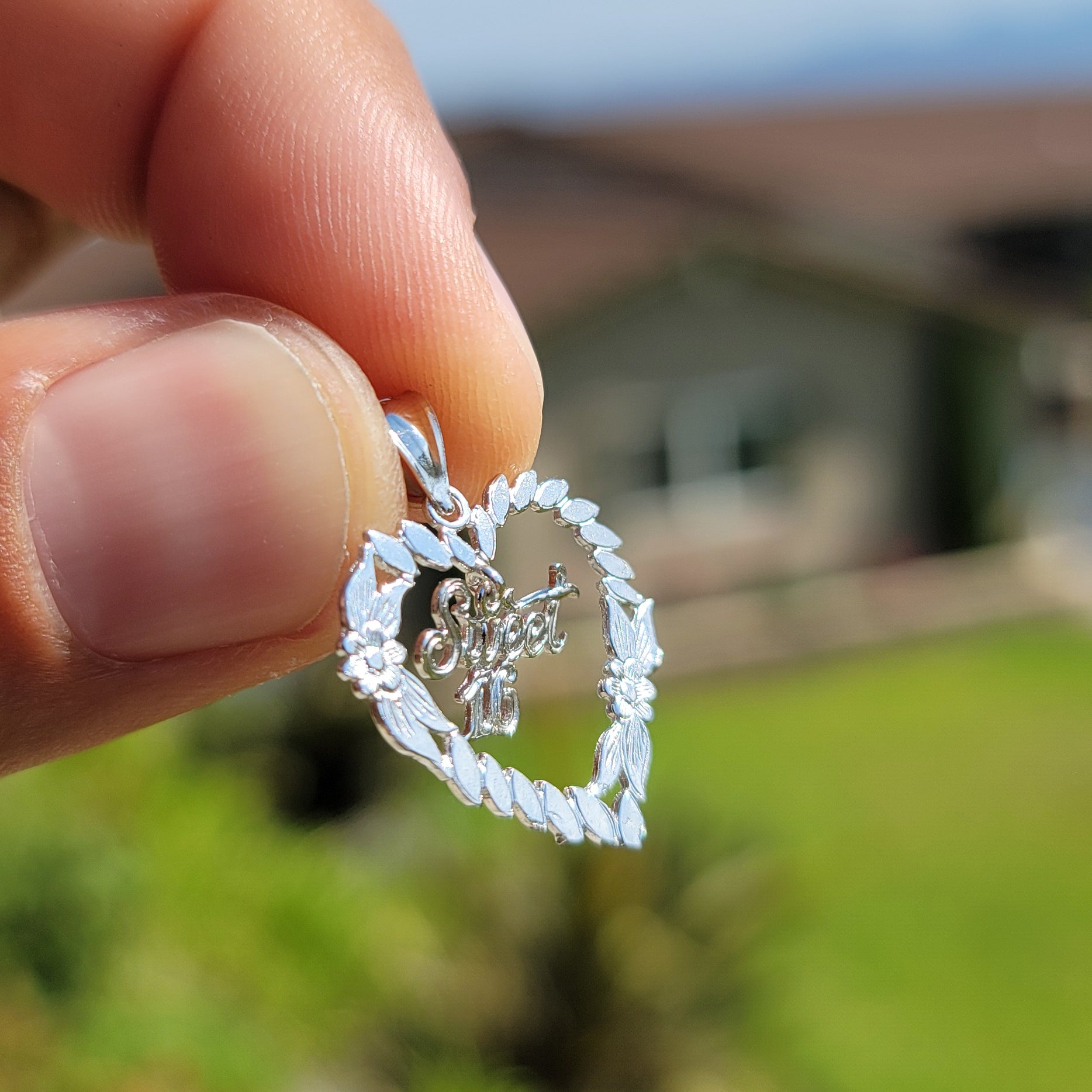 14K or 18K Gold Sweet 16 Heart Pendant