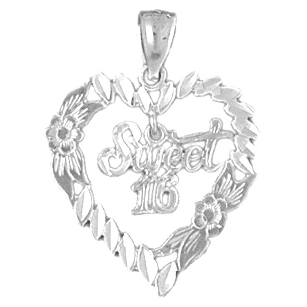 14K or 18K Gold Sweet 16 Heart Pendant